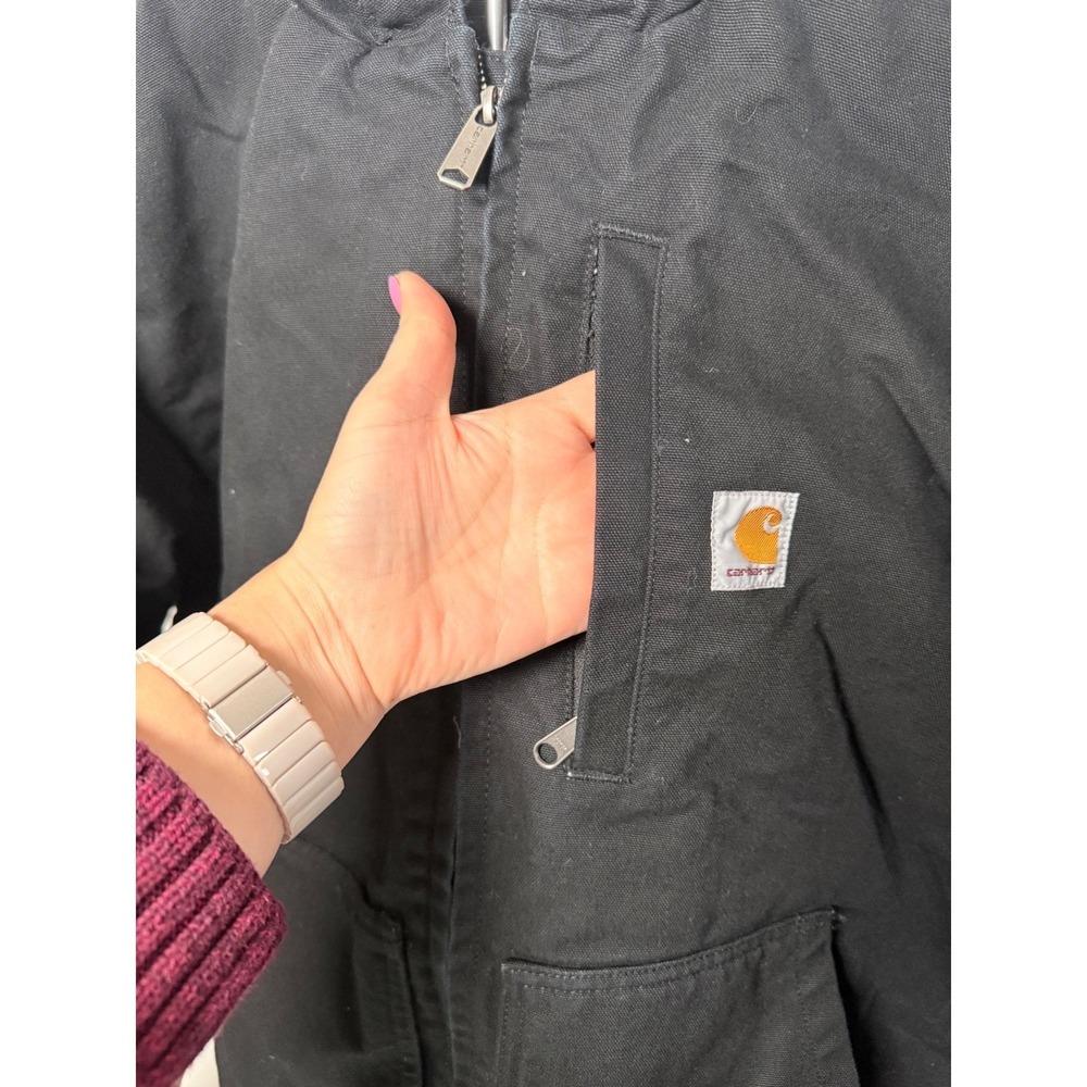 Carhartt Jacket Mens XL Heavyweight Hooded Loose Fit Quilted Black Chores - Picture 12 of 12